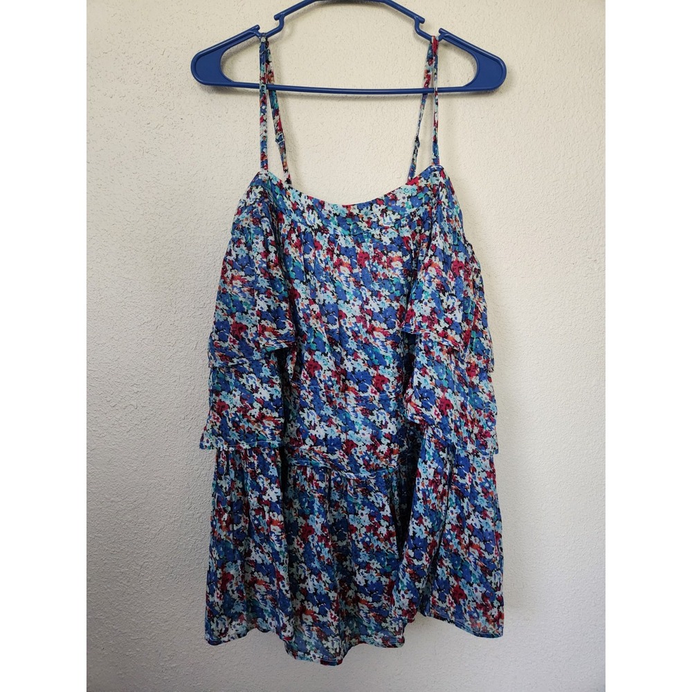 Free People FP One Talia Tunic Floral Printed Tiered Sleeveless Top Smocked M